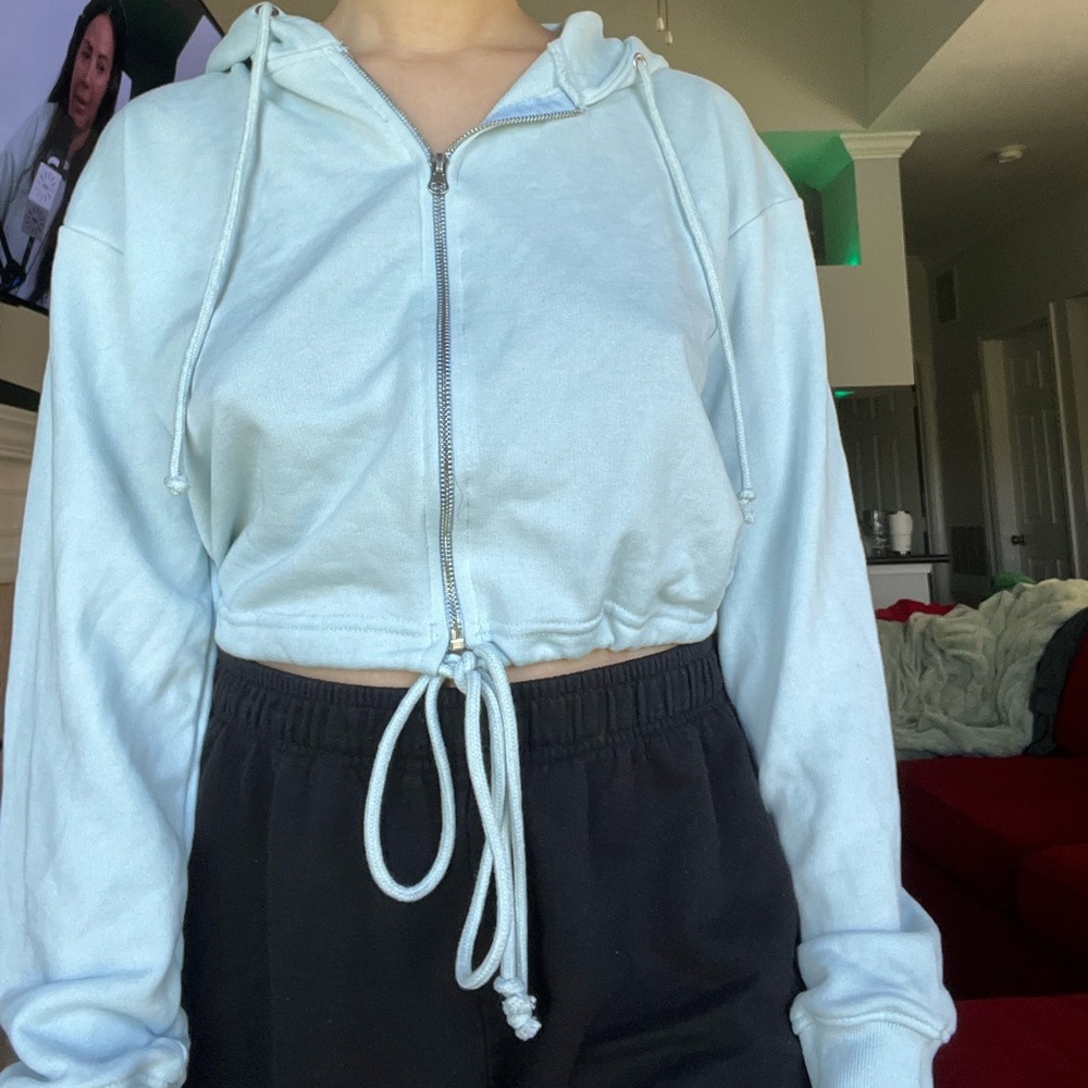 Baby blue cropped jacket